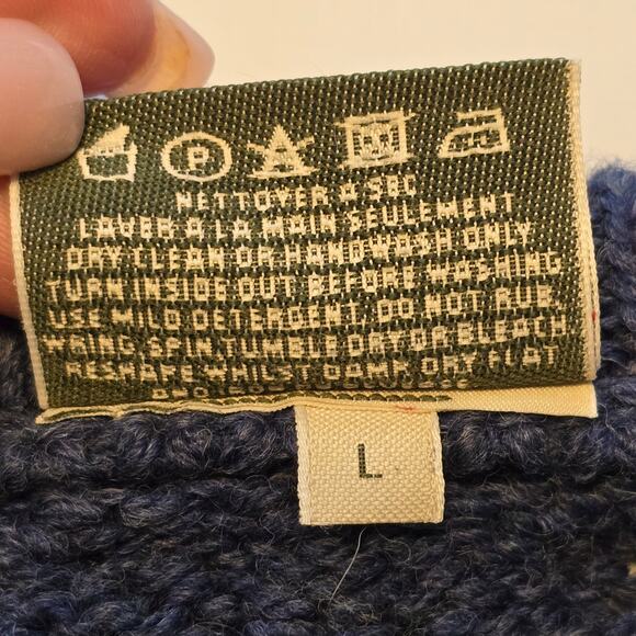 VTG Carraigdonn Sweater Womens L Blue Fisherman 100% Pure Wool Made in Ireland - Picture 4 of 7